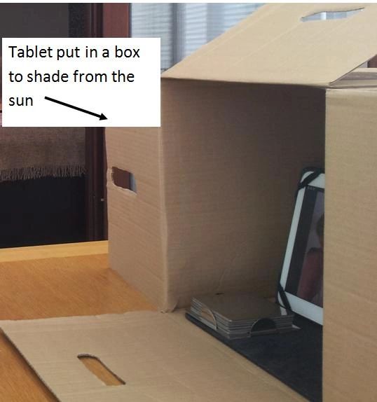 Sunday Adventures: We helped Mum stay in touch with my sister in Australia using Skype. One day I spotted that my husband had rigged up this shade for the screen. Not just great #dementiacare in action but showing so much love for The Lovely Rita.