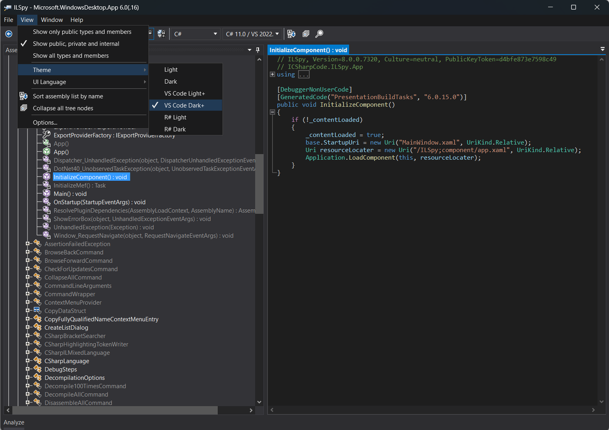 ilspy's tweet image. It has shipped - #ILSpy 8 is here with record structs, required members &amp;amp; more language features, plus - yes - more themes! github.com/icsharpcode/IL…