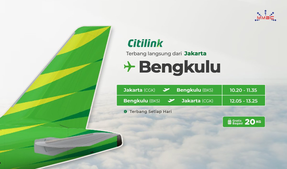 dirgaaantara_'s tweet photo. Hi, kini Citilink membuka penerbangan langsung dari Jakarta ke Bengkulu dan sebaliknya, Setiap Hari.

Yuk pesan tiket Citilink di MMBC https://t.co/AovEXdmlsz atau Download Aplikasi MMBC di PlayStore https://t.co/bijL1viXLy https://t.co/OwmH0DUMjD
