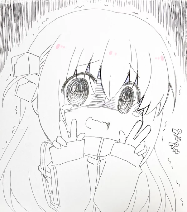 今日のアナログイラスト185日目はぼっち・ざ・ろっく!のぼっちちゃんこと後藤ひとりちゃんです。 社会が!怖い!