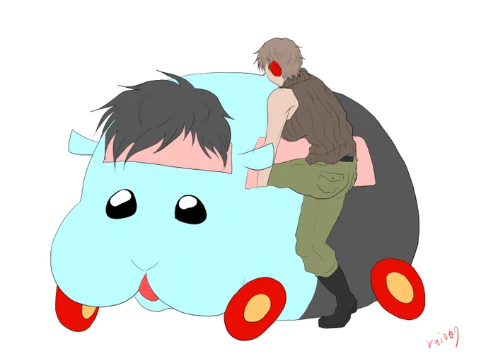 リクエスト。人間テディ姉御とモルカー転生畜生氏がいっしょにいる構図。モルカー乗る時ちょっと大変そう。