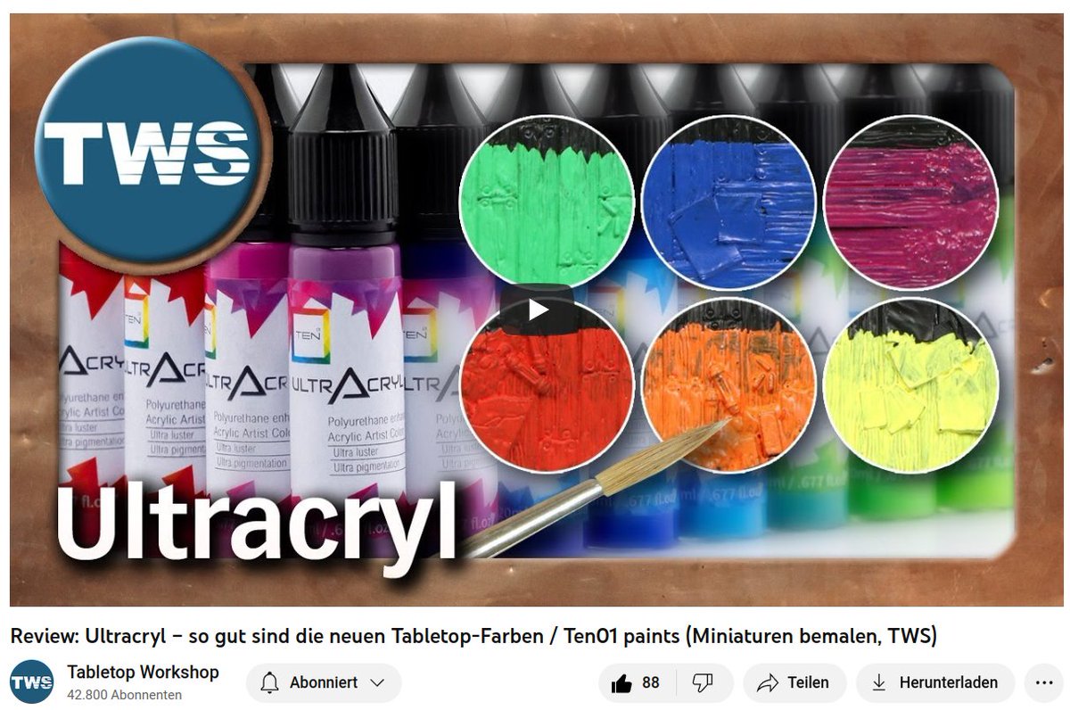 ultracryl's tweet photo. @tabletop.workshop has tested our paints and compares some of the base colors as well as some metallic paints. Language is German but with subtitles in English, Spanish, French and Italian.
https://t.co/oWemKEy7Ki

#ultracryl #ultraseries #ten01_labs #acrylicpaint #Kickstarter https://t.co/qzMGIoL7R0