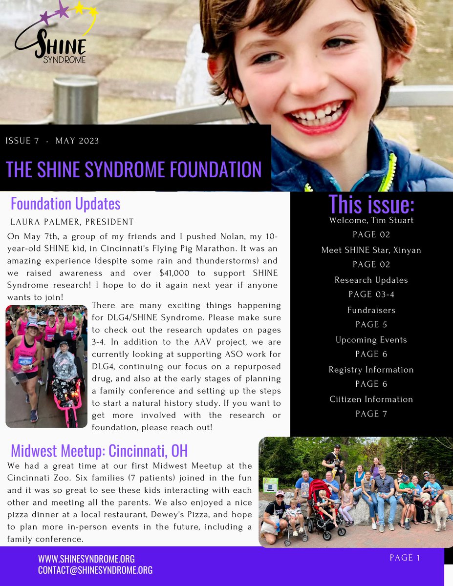 We are proud to share our May 2023 SHINE Syndrome Foundation Newsletter. Please use this link to access the full newsletter:
drive.google.com/file/d/1QP7gLA…

#nonprofit #newsletter #raredisease #DLG4 #SHINEsyndrome #ShareTheScience #community #communityupdates