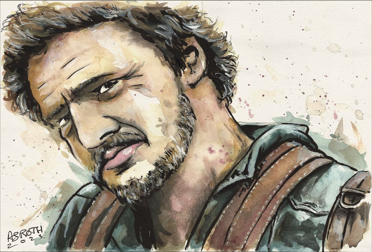 Une commande de portrait de #PedroPascal . Elle a été remise ce week-end lors du salon @GeekAnimeMania pour <a href="/alekskawai/">🎨 ı̣ɐʍɐʞsʞǝןɐ 🎱</a> #TEAMG1 #watercolor #Fanart #asroth #TheLastOfUsHBO