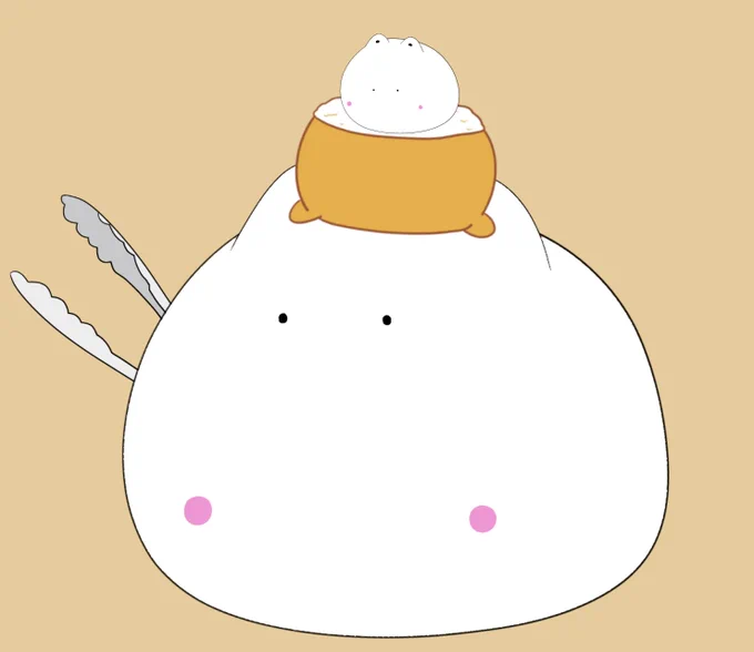 こんばんは 今週もお疲れ様でした～ 過ごしやすい気候になるといいですね  もちねこいなりテイク3 「食べないでね～」 #イラスト