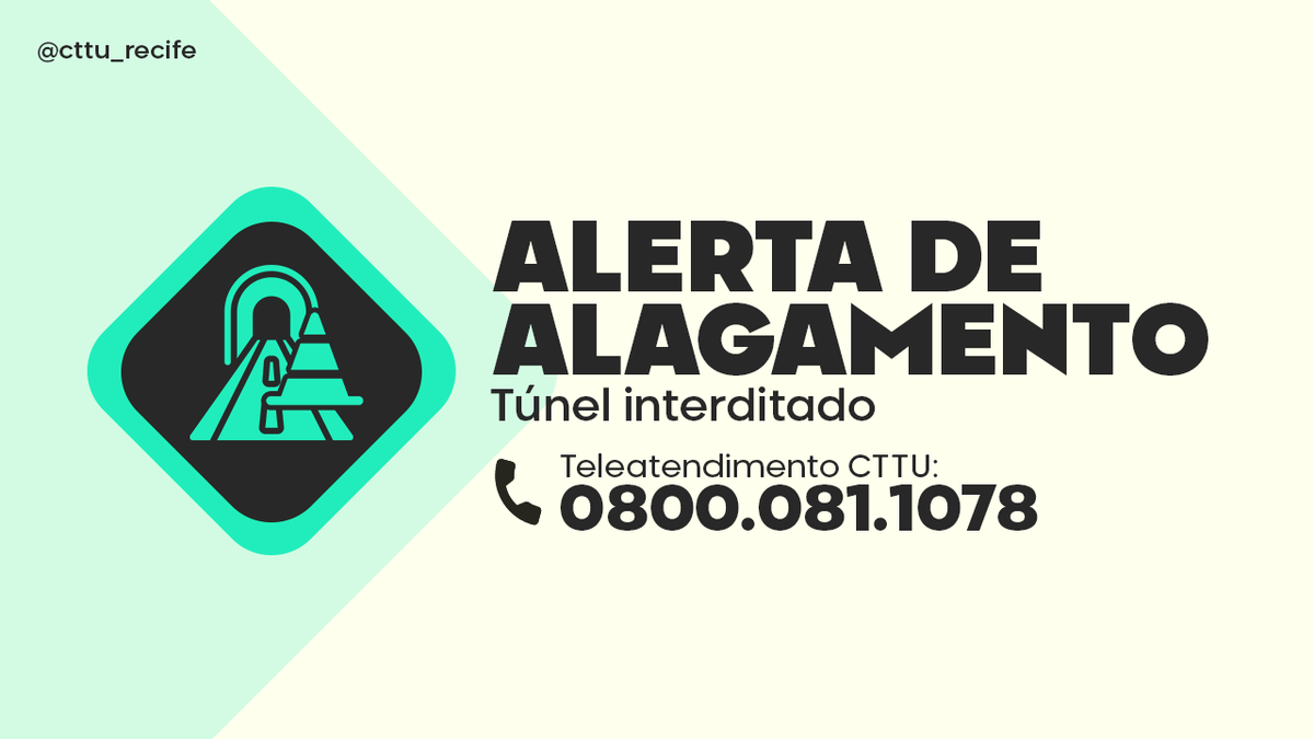 Às 6h, o Túnel Felipe Camarão, de gestão estadual, foi interditado devido ao alagamento. 

#transitoRecife