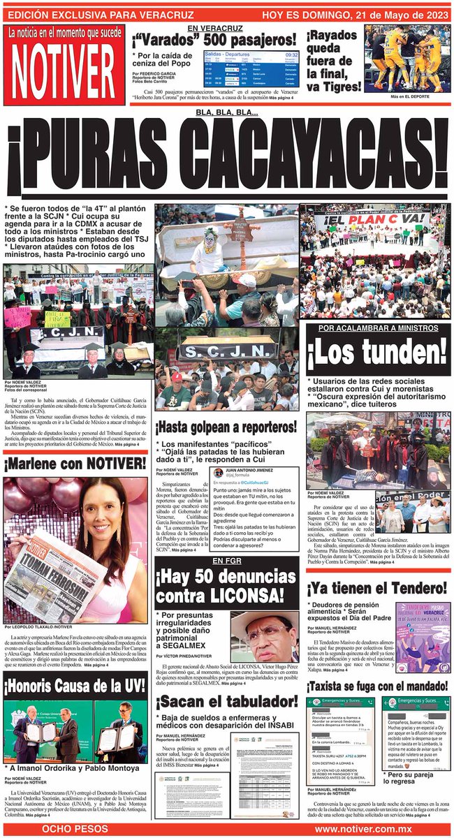 NOTIVER's tweet photo. #PURAS #CACAYACAS
SE #FUERON #TODOS DE LA #4T AL #PLANTÓN #FRENTE A LA #SCJN
#CUI #OCUPA SU #AGENDA PARA IR A LA #CDMX A #ACUSAR DE #TODO A #MINISTROS
ESTABAN DESDE LOS #DIPUTADOS HASTA #EMPLEADOS DEL #TSJ
LLEVARON #ATAÚDES CON #FOTOS DE LOS #MINISTROS HASTA PA-TROCINIO CARGÓ UNO https://t.co/Q0p2FOJ0sj