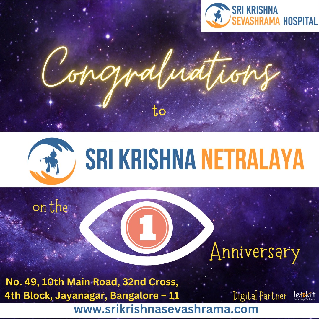 sksevashrama's tweet photo. Our Eye Hospital just turned 1...
#SriKrishnaNetralaya
Book your appointment TODAY!
#SKSHospital #srikrishnasevashrama
#eyecare #opthalmology #lasertherapy #charityhospital #bangalore #Letzkit
#bangalorehealthcare #BengaluruHospitals https://t.co/KRpnlEbXhK