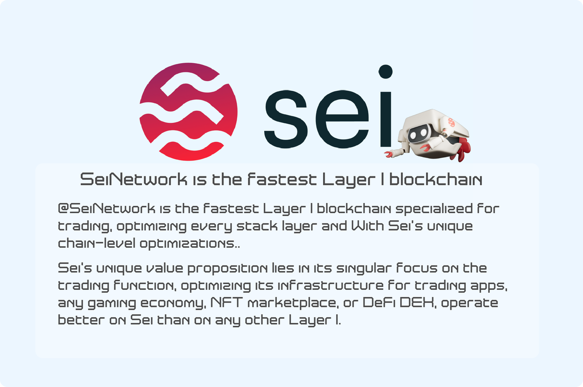 RonniStd's tweet photo. @SeiNetwork is the fastest Layer 1 blockchain specialized for trading, optimizing every stack layer and with Sei’s unique chain-level optimizations..
#sei https://t.co/7SaUD4xhtQ