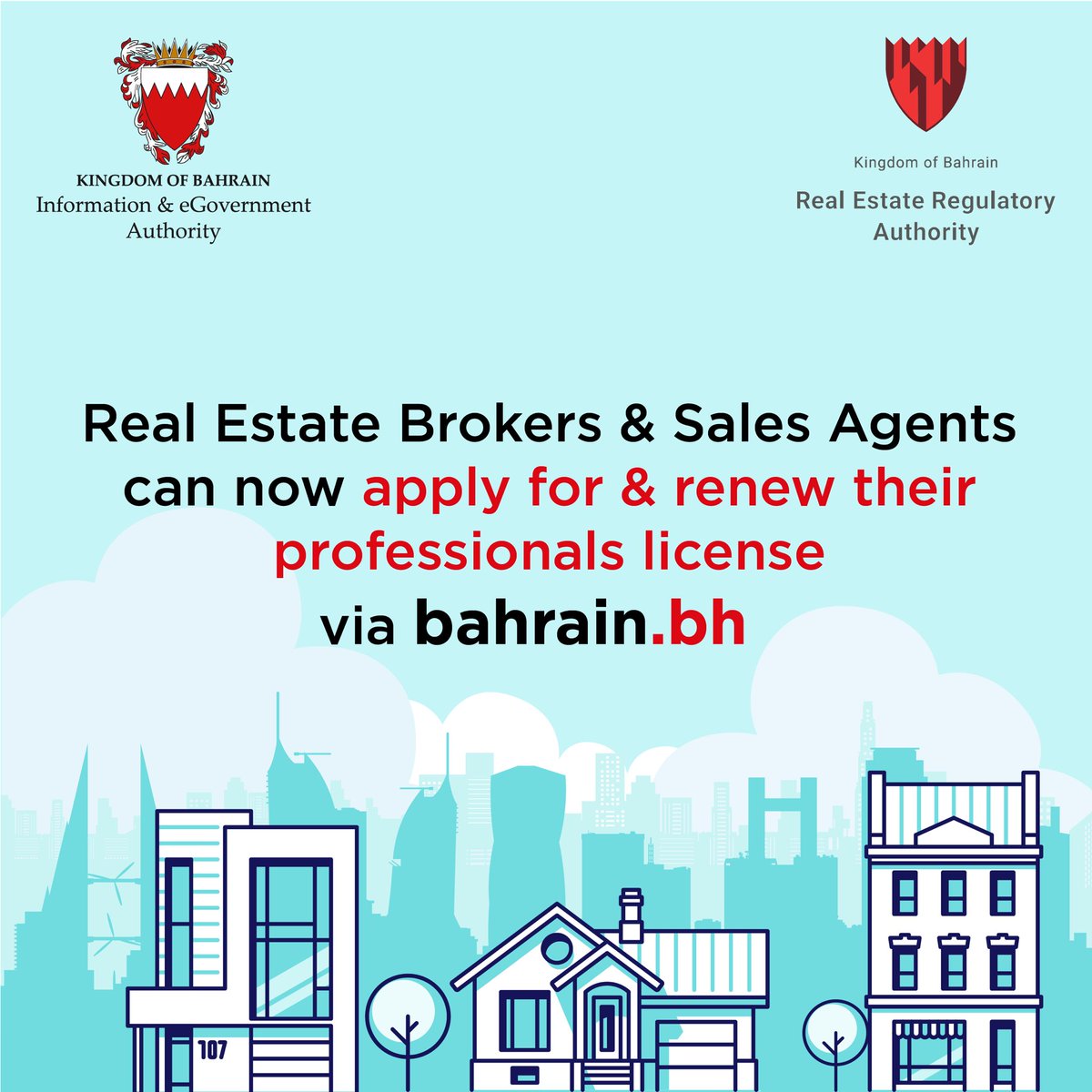 Are you a real estate professional?

Real estate brokers and sales agents can apply for & renew their professional license via the National Portal bahrain.bh

#Bahrain #egovernment #eservices #realestate #property #land #flat #SDG16 #SDG11 #SDG9 #electronic