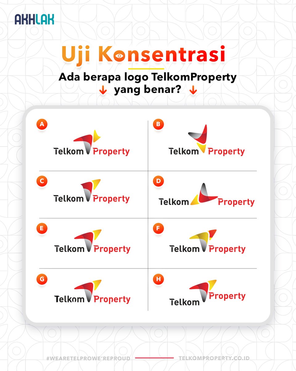 _telkomproperty's tweet photo. Yuk, uji konsentrasi dengan tebak logo di bawah!
Akan ada hadiah senilai Rp1.000.000,- untuk 20 orang pemenang yang berhasil jawab jumlah logo TelkomProperty.
Syarat dan ketentuan lihat di Instagram @telkomproperty ya~
Selamat mencoba, #Propers😉 https://t.co/WempbVho6K