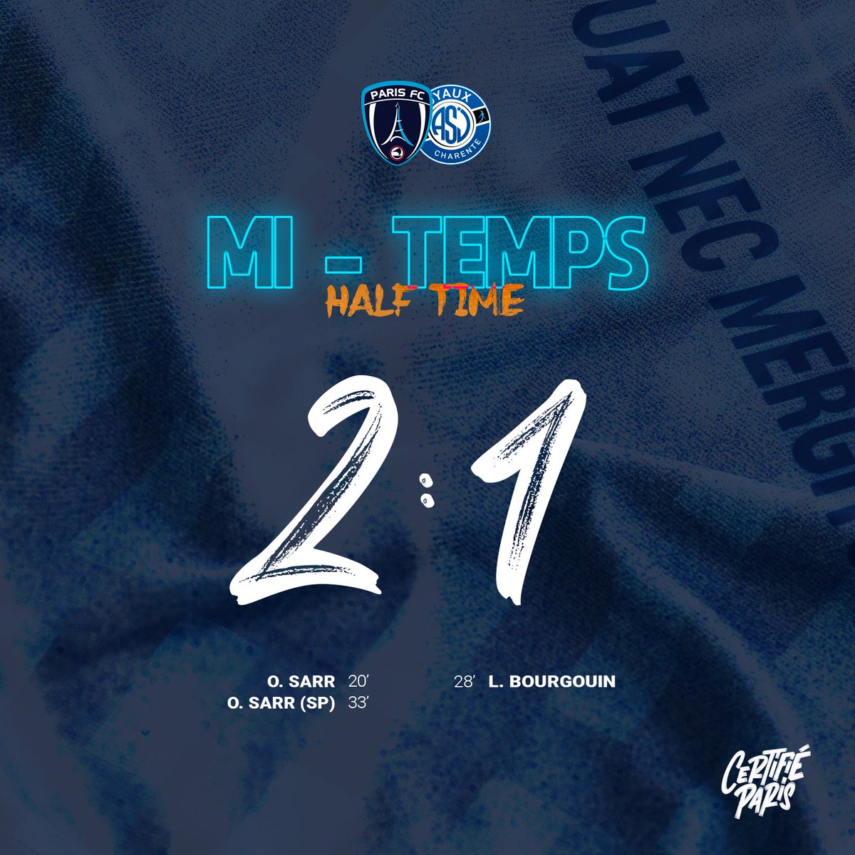 PFC_feminines's tweet photo. ⏸️ Mi-temps à Charlety ! 

Grâce à un doublé d’@0uleyeSarr, le Paris FC mène mais attention à ne pas se relâcher 👊

#PFCASJ https://t.co/Q1rmK7Vv3k
