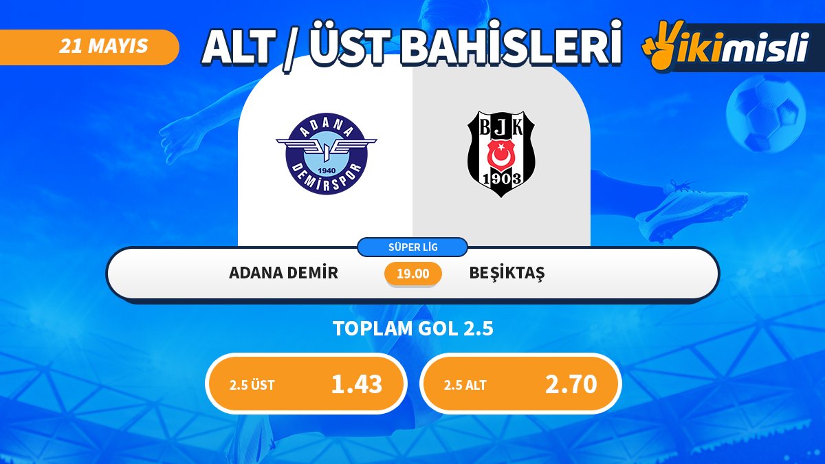 Adana Demirspor - Beşiktaş maçında kaç gol olur? 🧐

Dilediğin barem ile gol ⚽️ bahsi yap!

Bu maça en yüksek oranlarla bahis yapmak için hemen ikimisli hesabına giriş yap. 📱

ikimisli: mislilnk.com/guncel

#ikimisli #DenemeBonusu