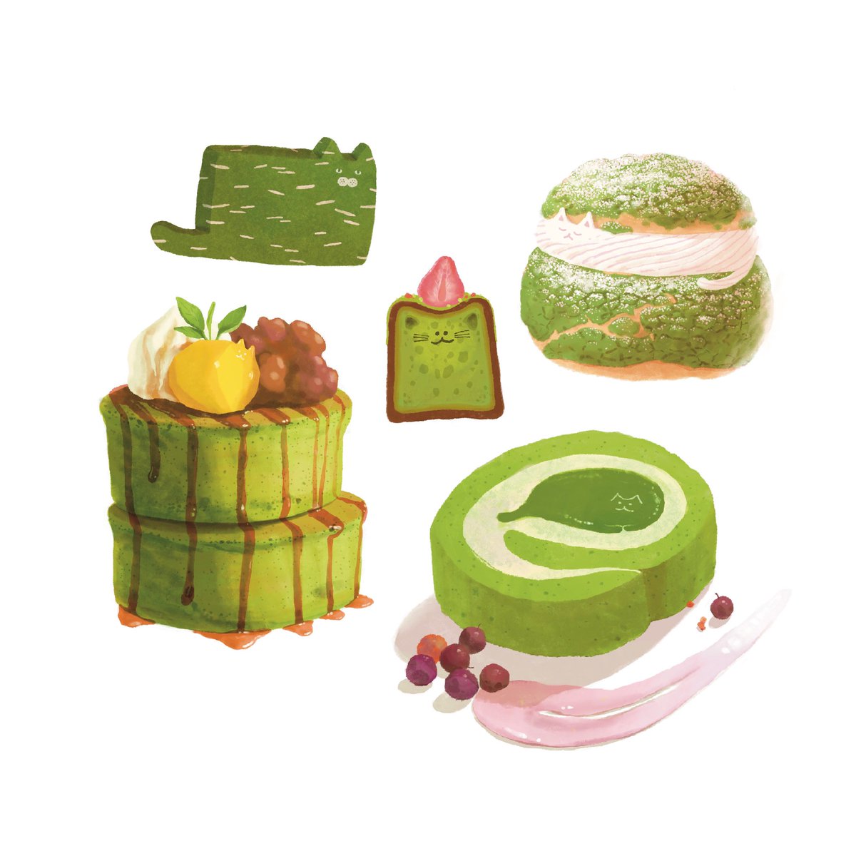 AnimalsThree's tweet photo. Matcha Collection!

#matchalover #matcha #抹茶控 #cat #doodle #絵 #クリームソーダ #食物插畫 #插畫 #fooddrawing #食べ物イラスト #neko #yum #ねこ #고양이 #foodart #foodie #catillustration #猫 #貓 #猫部 #foodieart  #dessert #dessertime #whitecat #白猫 #matcharollcake #抹茶 #cakes https://t.co/Q4RDxT91Fm