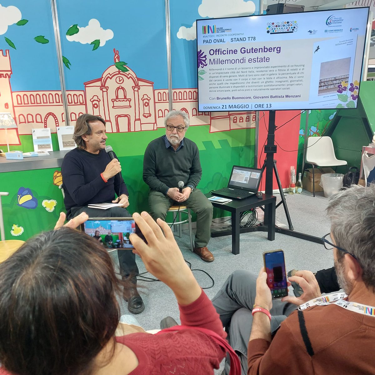 Off_Gutenberg's tweet photo. Al @SalonedelLibro  sveliamo Millemondi Estate, il nuovo libro di Brunello Buonocore, insieme all'autore e Giovanni Battista Menzani.
Passate a trovarci al padiglione Oval, stand T78 di Alleanza delle Cooperative Italiane.
#millemondiestate #brunellobuonocore #SalTo23 #Torino https://t.co/Pkg5ePTNad