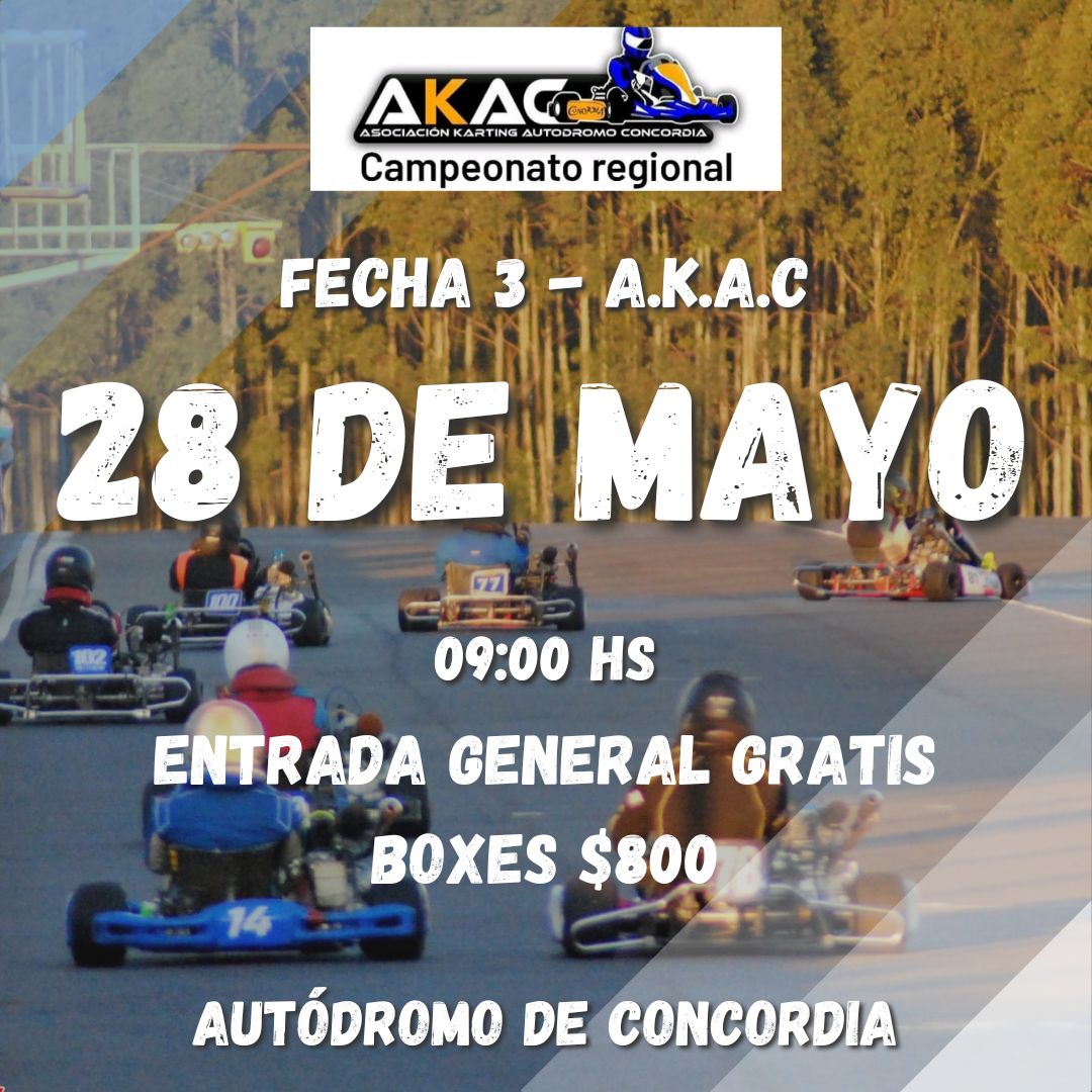 mariorectafinal's tweet photo. 🏆¡Se viene la fecha nº3 del Karting de Concordia!🏆
🗓 El 2️⃣8️⃣ de Mayo, el campeonato regional de karting vuelve a rugir. 🏁
🎟 Entrada general GRATIS 🤪
🎟 Entrada boxes $800 pesos 💵
➡️ Te esperamos en el Autódromo de Concordia..... ¿Te lo vas a perder? 🏁
#kartingdeconcordia https://t.co/qzj7VE5KgX