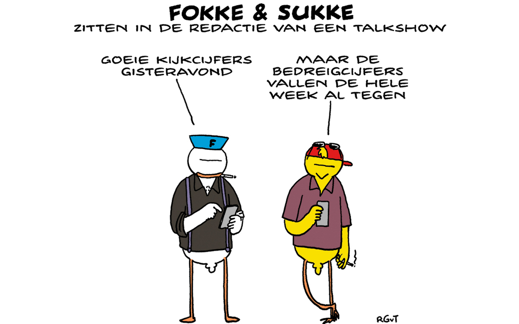 Fokke &amp; Sukke: F&amp;S zitten in de redactie van een talkshow (NRC, do, 18-05-23) - #humor |