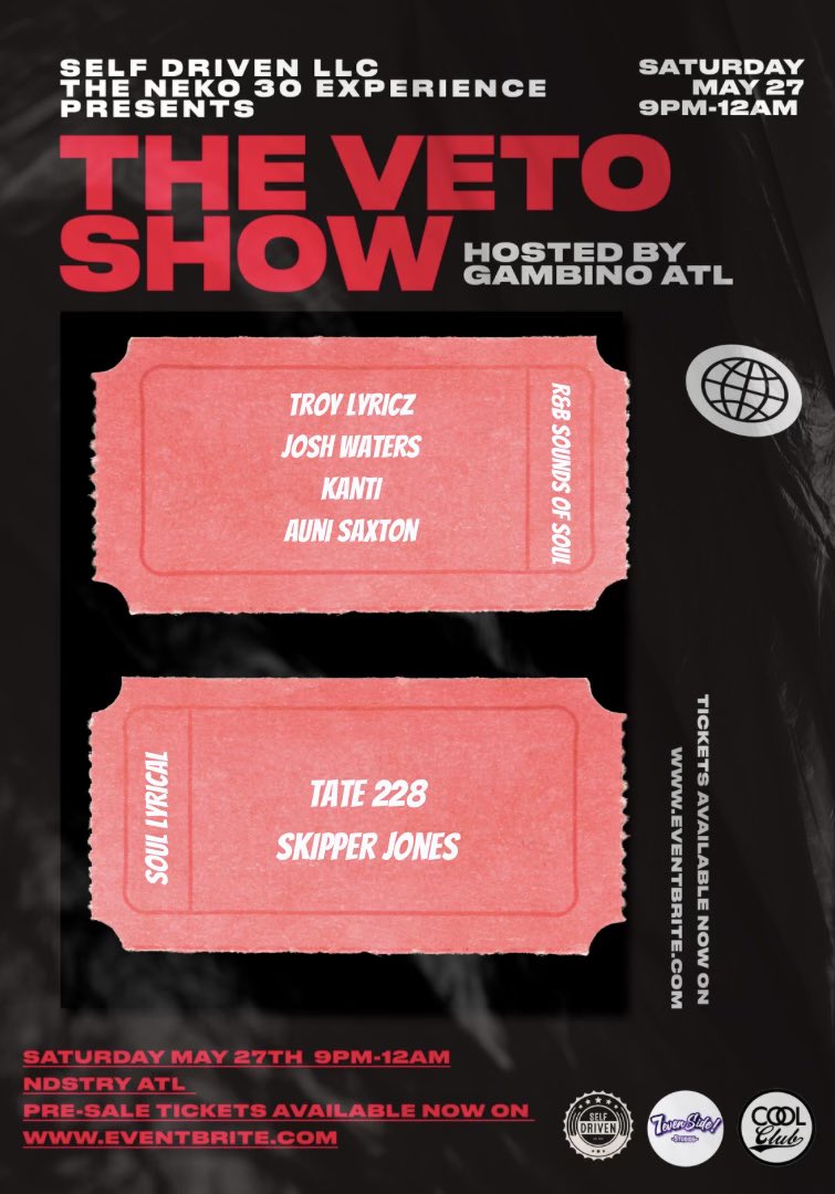 OGNeko30's tweet photo. WE have a show next Saturday MAY27th ! #JustCallMeVeto #KapG #WhoisClayJames #KingJMo #KwonyCash #TroyLyricz + More Hosted by my brother @gambinoatl
The Veto Show : GIVE ME MY FLOWERS CONCERT ! trust me your not trying to miss this ! TICKETS IN BIO : $15 on EVENTBRITE https://t.co/ReFoNtNbyU