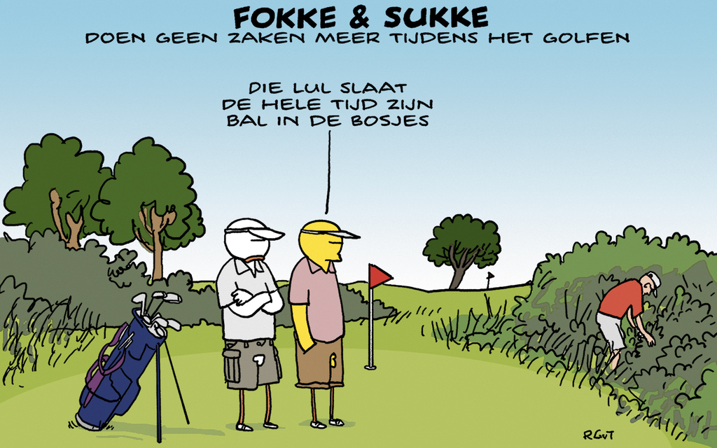 Fokke &amp; Sukke: F&amp;S doen geen zaken meer tijden het golfen (NRC, za, 20-05-23) - #humor |