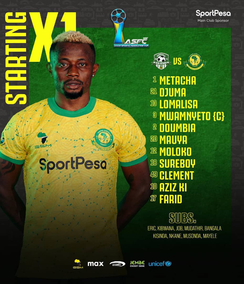 Yangawhatsapp's tweet photo. Kikosi kinachoanza dhidi ya Singida Big Stars FC
#asfcsemifinal🏆
#SisiNiMashahidiTu
#hallaywsmm🇹🇿 https://t.co/UqVEasXLMb