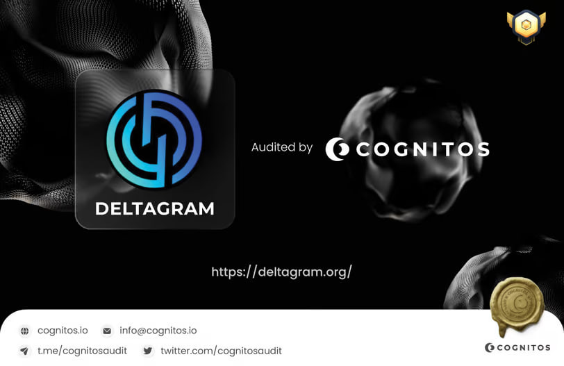 Cognitos Audit Official (@cognitosaudit) on Twitter photo Congratulation to <a href="/Deltagram/">D E L T A G R A M</a> that passed Smart Contract Audit Process by Cognitos
Name: Deltagram
Website: deltagram.org
Smart Contract:
Binance (BEP-20)
0xBAbAA40E969820Db657910B6a5010B5db46b63af
Smart Contract Audit Report :
▫️cognitos.io/deltagram-audit Congratulation to <a href="/Deltagram/">D E L T A G R A M</a> that passed Smart Contract Audit Process by Cognitos
Name: Deltagram
Website: deltagram.org
Smart Contract:
Binance (BEP-20)
0xBAbAA40E969820Db657910B6a5010B5db46b63af
Smart Contract Audit Report :
▫️cognitos.io/deltagram-audit
