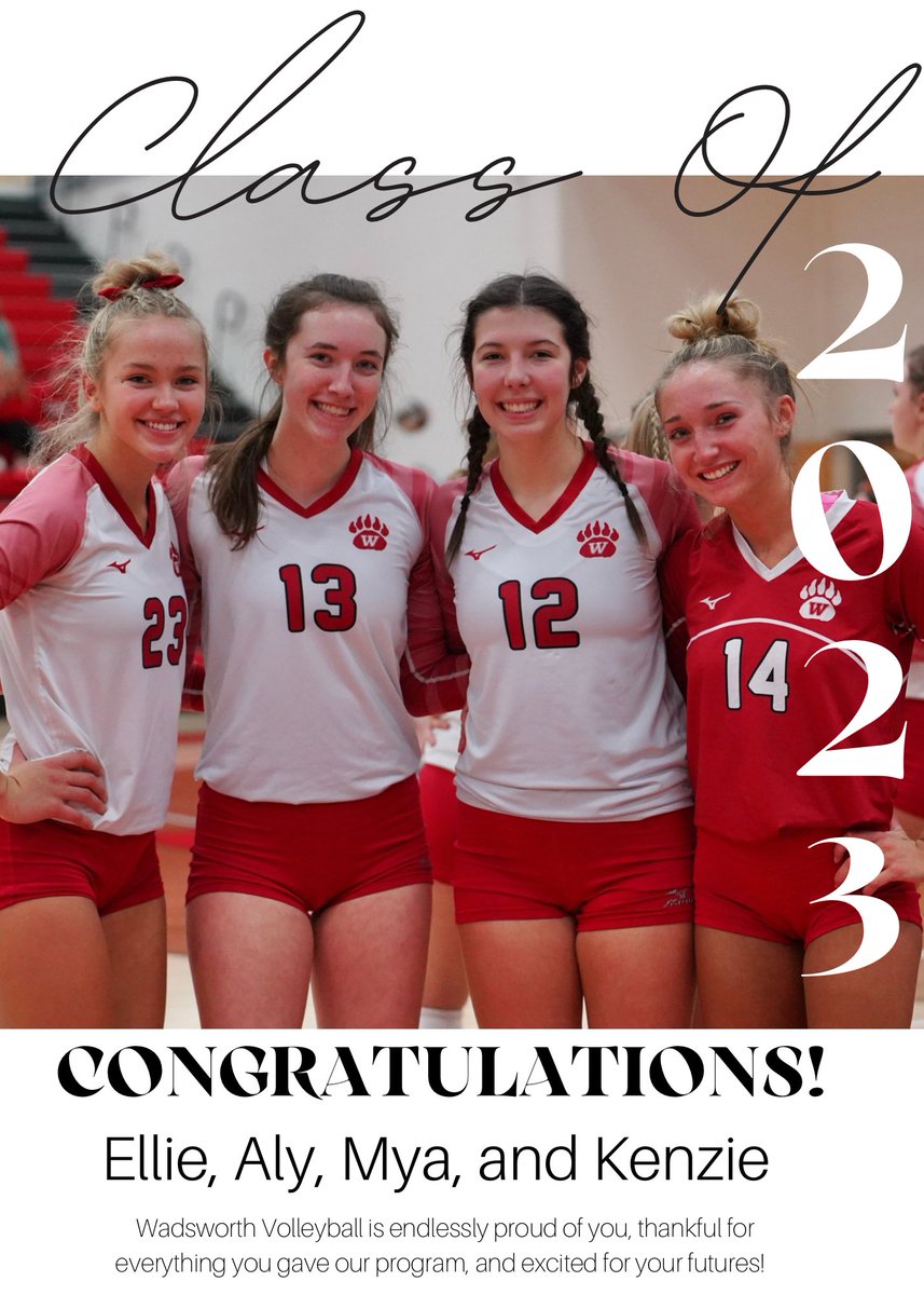 Happy graduation day to these 4 amazing student athletes! Thank you for leaving your mark on Wadsworth Volleyball ❤️🤟🏼🤍