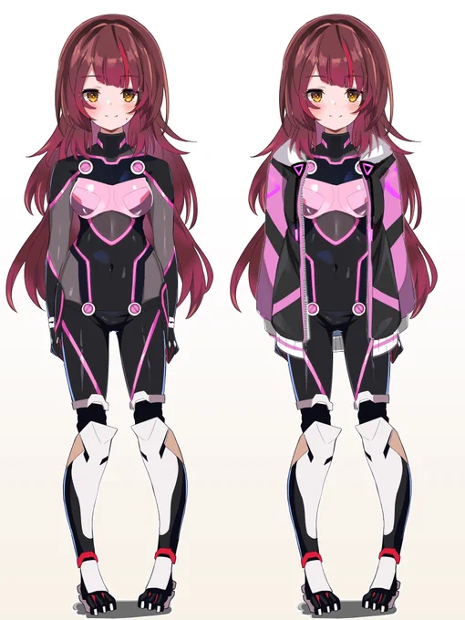 #HBロボ子の新衣装予想  ベースがスレンダーで前開きパーカーが付属してて エッな新衣装と聴いたので