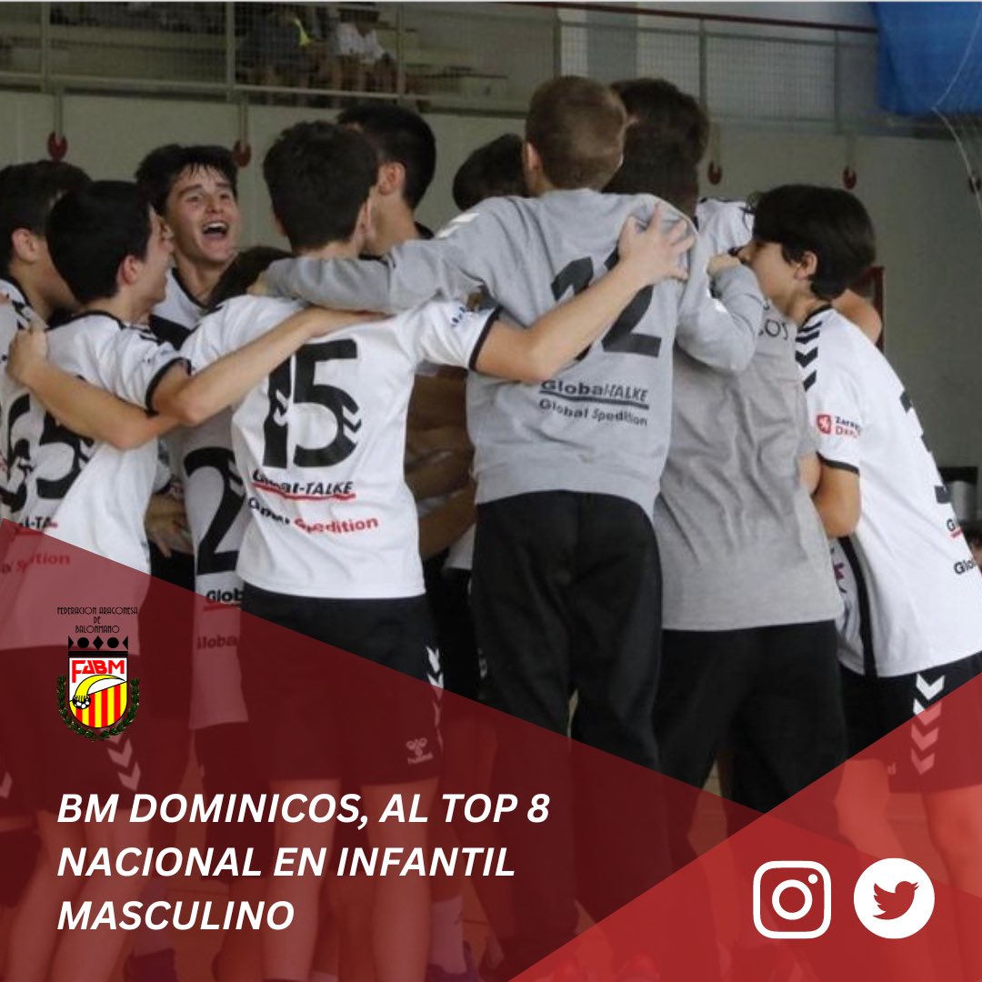 🤝¡ENHORABUENA!

✅ El equipo infantil masculino de <a href="/dominicosbm/">Balonmano Dominicos</a> se clasifica para el TOP 8 nacional.

☺️ ¡A disfrutar!