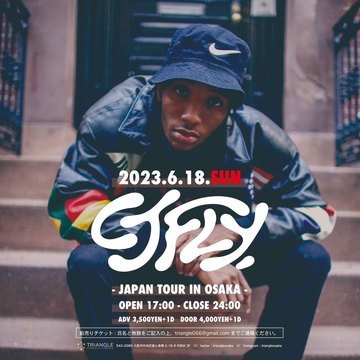 DJ_MADJAG's tweet photo. 2023.6/18.SUN
@triangleosaka 
CJ FLY in 大阪!!!
PRO ERAのCJ FLYが来阪です!!! https://t.co/NFUb8cGPM2