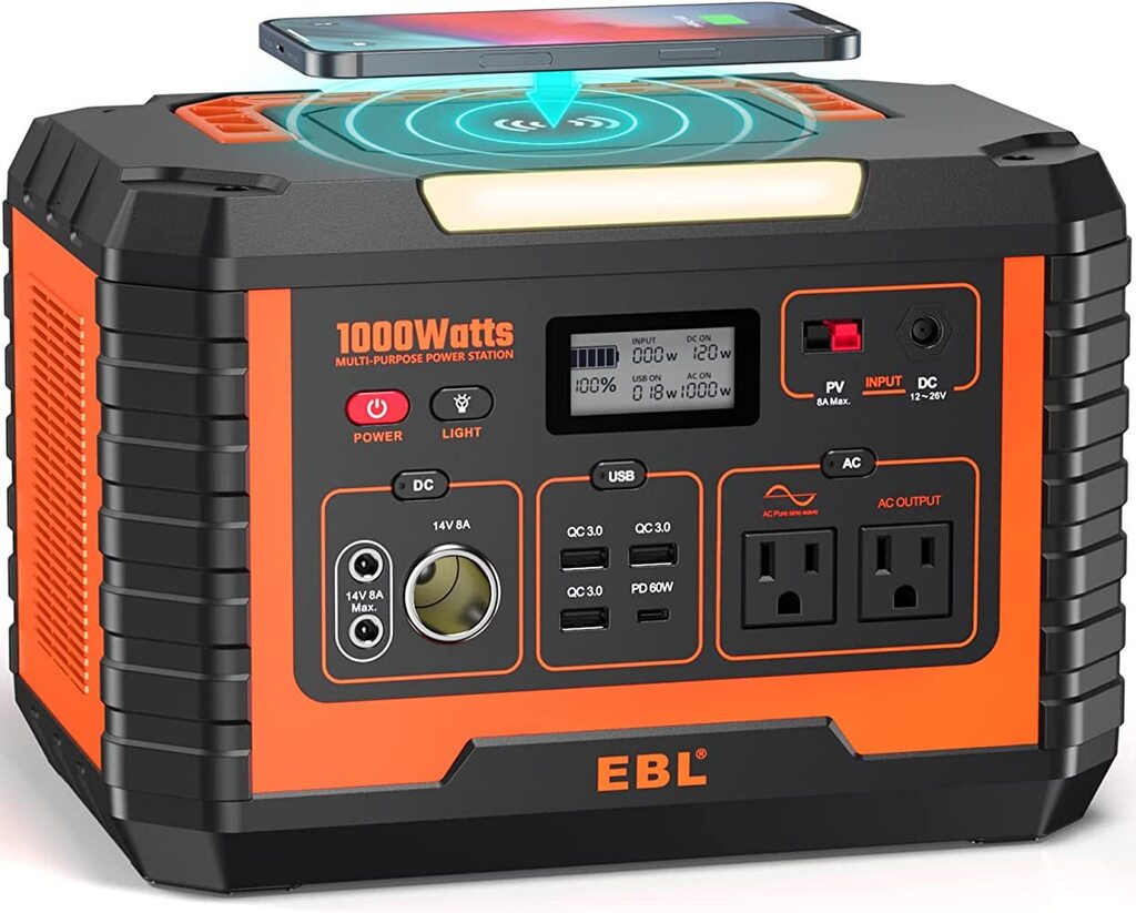 CaspianOdin's tweet photo. EBL #Portable Power Station Voyager 1000, 110V/1000W #Solar #Generator(Peak 2000W), 999Wh/270000mAh High Lithium Battery, with 2 x AC Outlets, 3 x QC3.0 USB, and PD60W port for Outdoor Camping, Home Emergency, RV/Van https://t.co/cYLLynNwyj https://t.co/NsgrJag6he