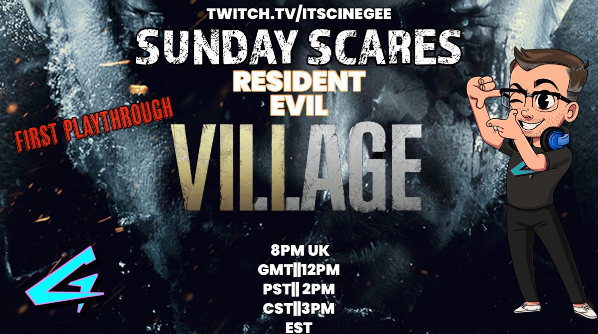 itscinegee's tweet image. 🔥 Get ready for heart-stopping thrills! Join me tonight at 8 PM on Twitch for #SundayScares with Resident Evil 8. Heart monitor linked, chat commands to scare me! Don't miss this intense gaming experience! #ResidentEvil8 #InteractiveHorror #TwitchGaming #SundayNightThrills