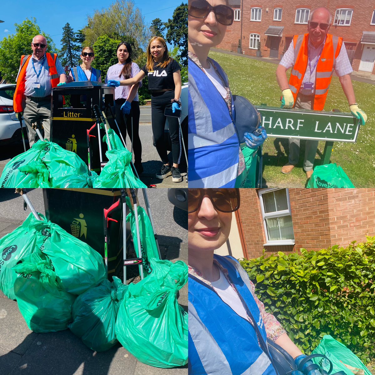 A sunny  Sunday morning in #Solihull litter picking around Silhill with Cllr Peter Hogarth MBE, and lovely residents of Silhill. Thank you @LoveSolihull for providing the litter picks and the bags. @CWOwestmidlands @solboroughcons #loveyourcommunity #litterpick