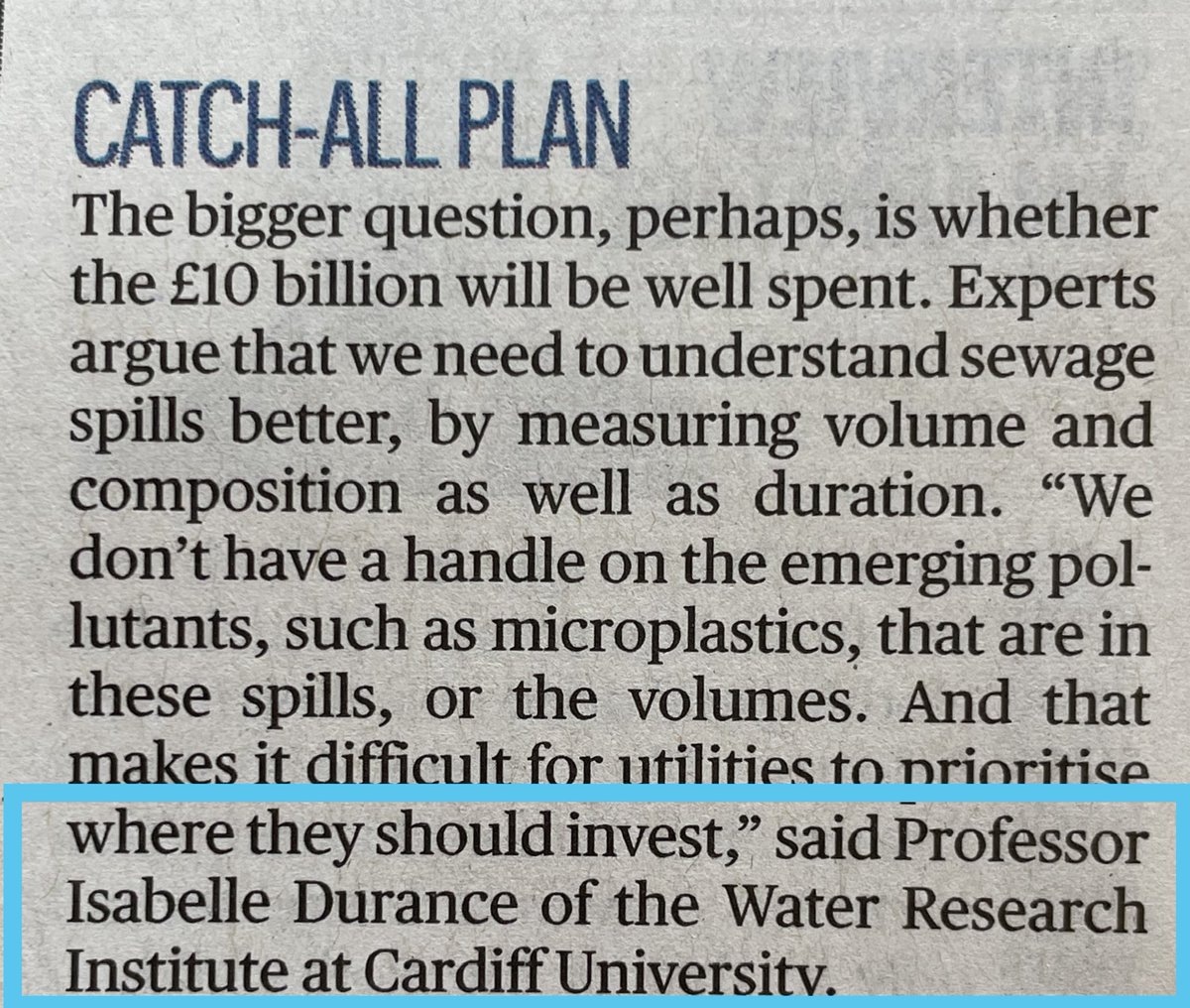 CU Water Research (@cuwaterresearch) on Twitter photo Our Director, Prof @IsabelleDurance, in the <a href="/thetimes/">The Times and The Sunday Times</a> today on the need for better insight on CSO contributions to emerging pollutant flux <a href="/cardiffuni/">Cardiff University</a> <a href="/CUBiosciences/">Cardiff University School of Biosciences</a> Our Director, Prof @IsabelleDurance, in the <a href="/thetimes/">The Times and The Sunday Times</a> today on the need for better insight on CSO contributions to emerging pollutant flux <a href="/cardiffuni/">Cardiff University</a> <a href="/CUBiosciences/">Cardiff University School of Biosciences</a>