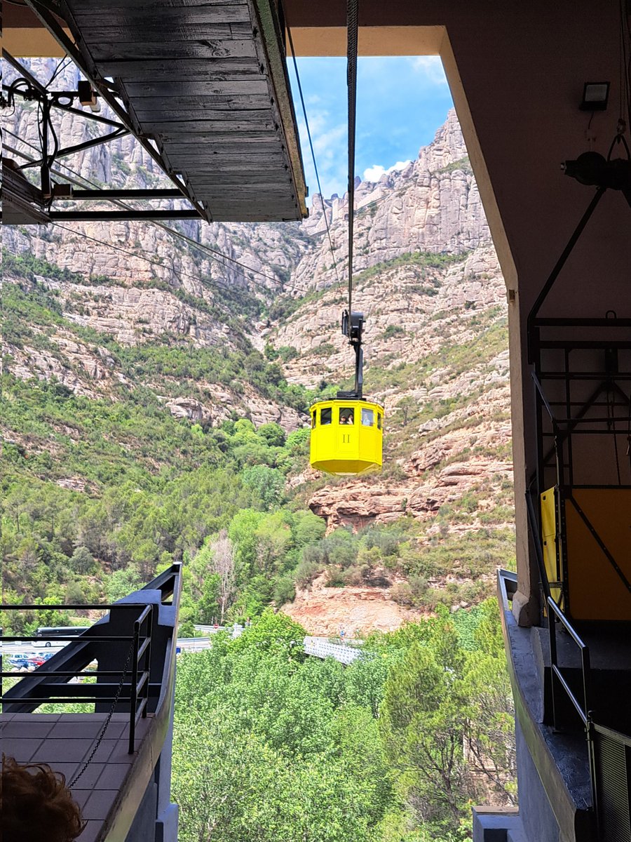 gwebsterED's tweet photo. A lovely few hours experiencing Catalonian culture outside the amazing Basilica in Montserrat. @ColaisteEanna TYs getting ready for the cable car back down. https://t.co/3gHWOBpR2V
