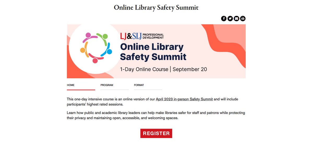 This PD sounds interesting. Now, I am wondering how I can improve safety at my library. This is a must-attend event for me.#tlchat #ALLibraries #Aledchat #schoollibrariestransorm