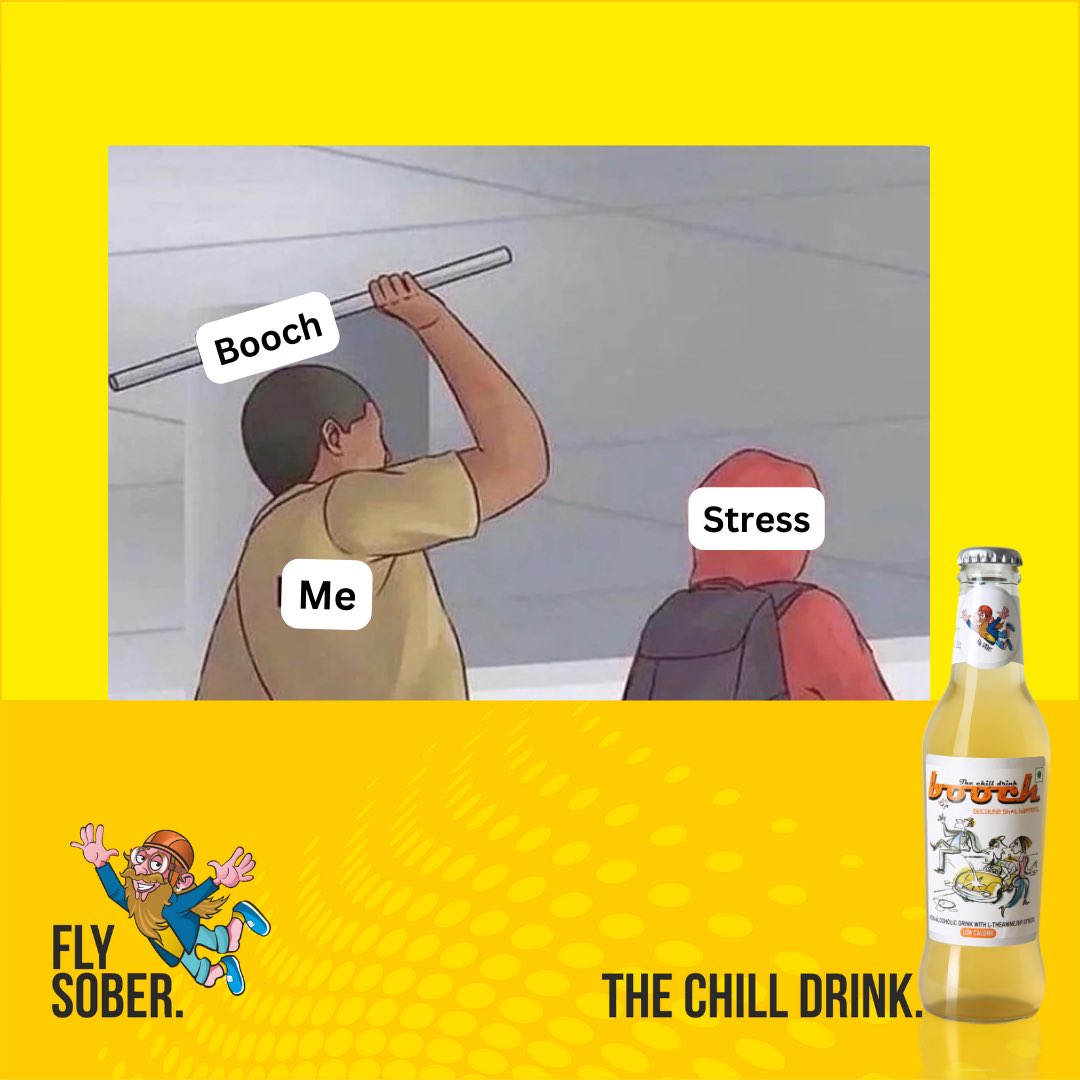 boohzindia's tweet photo. Stress doesn't stand a chance against the mighty Booch! πͺ
#boochbeverages #memes #instamemes #friends #nonalocoholic #beer #flysober #lowcalories #chill #stressrelief #stressbuster #relax #stressbustingdrink #bangalore #india https://t.co/l2zrWRA7PT