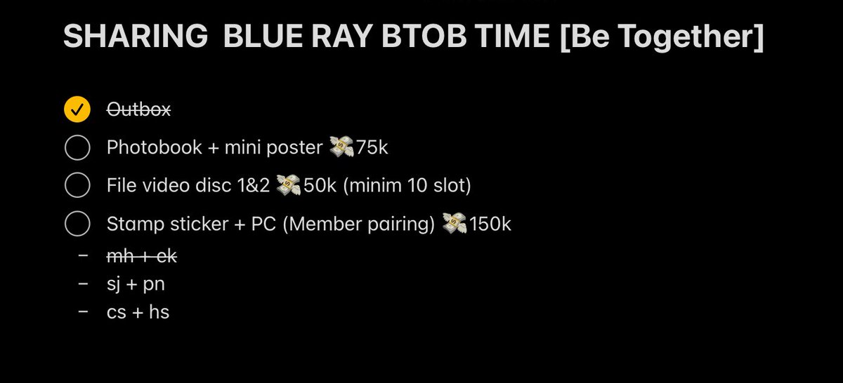 chaegoms's tweet photo. [HELP RT] 
SHARING  BLUE RAY BTOB TIME [Be Together]

💸 50-150k (detail ada di foto)
💗 bersih indo
💗 DP 50%
💗 Pelunasan pas sampe indo
💗 CO via shopee, dom jatim
💟 More info, DM💟

Tag. Wts wtb sharing btob dvd blueray konser concert 10th anniv wind and wish melody indo ina https://t.co/rsGUtCgLZ2