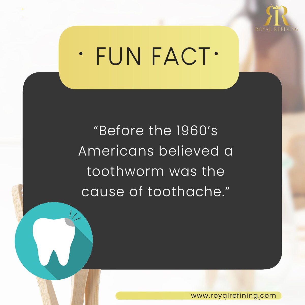 RRefining's tweet image. Happy Sunday! 

Here we have a new fun fact for you...let&apos;s see what you think about this!

#Dental #CashforGold #Dentist #RoyalRefining #DentalAssistant #DentalArt #Dentistry #Dentalife #funfact