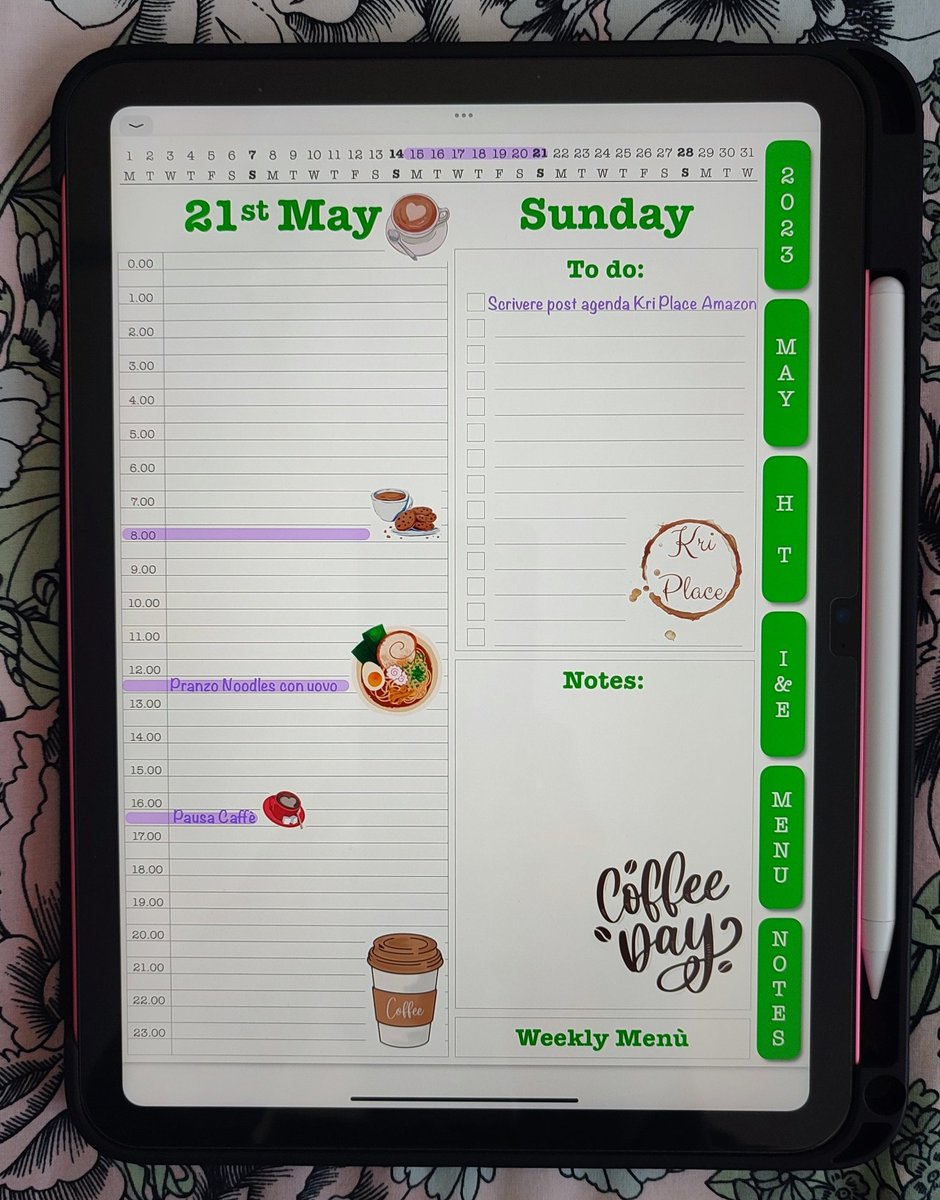 Happy Sunday! Today it's a #coffeeday ☕ 😉
 #digitalplanner at patreon.com/KriPlace 😘
#freedigitalplanner #planyourday #planyourlife #plannercreator #goodnotes5 #ipad #pinkipad #kriplace #patreon #patreoncreator #coffeeaddict #momlife #mealplan #dailyplanner #monthlyplanner