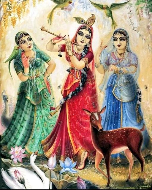 Obeisances to Shri Radha, who is goddess of pure goodness, who is most powerful power, the Embodiment of Bliss Potency & beloved of Krishna. You & Krishna both are non-different & always stay together, Please illuminate light & splendidly manifest with Krishna inside my heart. ❤