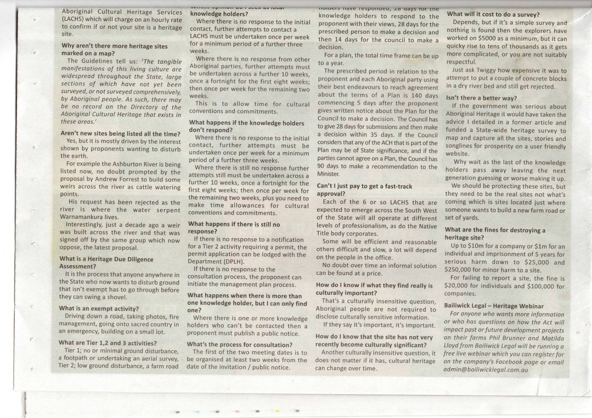HallRaelene's tweet image. What have we left our son? There is now a native title claim over our entire station, 1st July we start dealing with Aboriginal Heritage Act (see attached) and if the voice gets up well what then? Is there going to even be any future for them on the station? Will it even be ours?