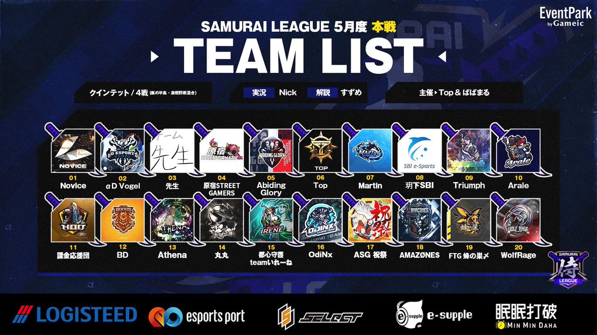 Samurai__League's tweet photo. 〈公認大会〉

侍L SEASON19 本戦Day❸

◇試合開始▶︎22:00〜4戦

司会進行:さる【@Saru_CH_ 】
実況解説:Nick【@AxxxNick 】

／
🎁配信中にPayPayが貰える🎁
＼

🔥賞金圏内チーム
▫️1位┊︎Arale
▫️2位┊︎Martin
▫️3位┊︎FTG蜂の巣〆

https://t.co/yeg75fBwOk https://t.co/vtgkyV8bB1