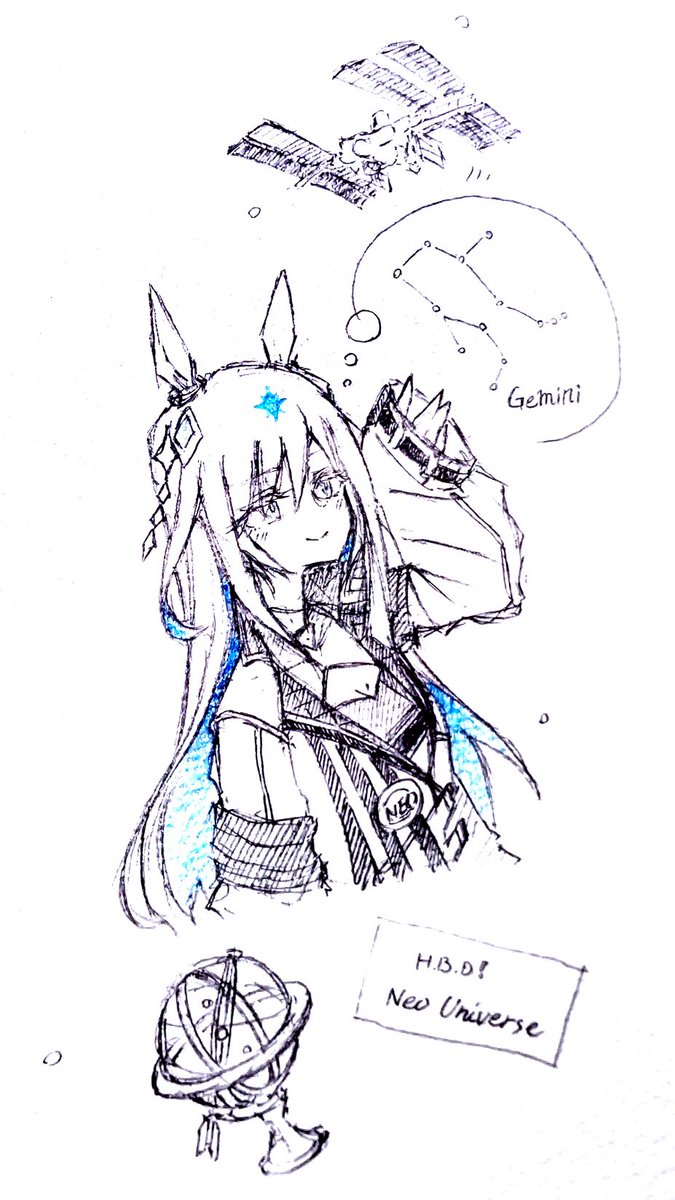 1girl animal ears horse ears long hair solo thought bubble sketch  illustration images