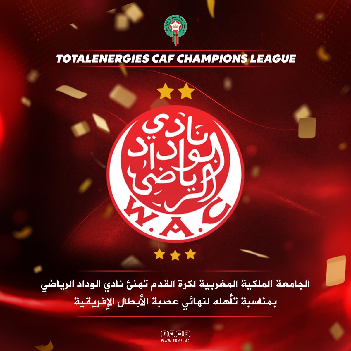 Morocco_FA's tweet photo. @WACofficiel @CAFCLCC #Wydad 🔴⚪️ https://t.co/ykIWqBc4tE