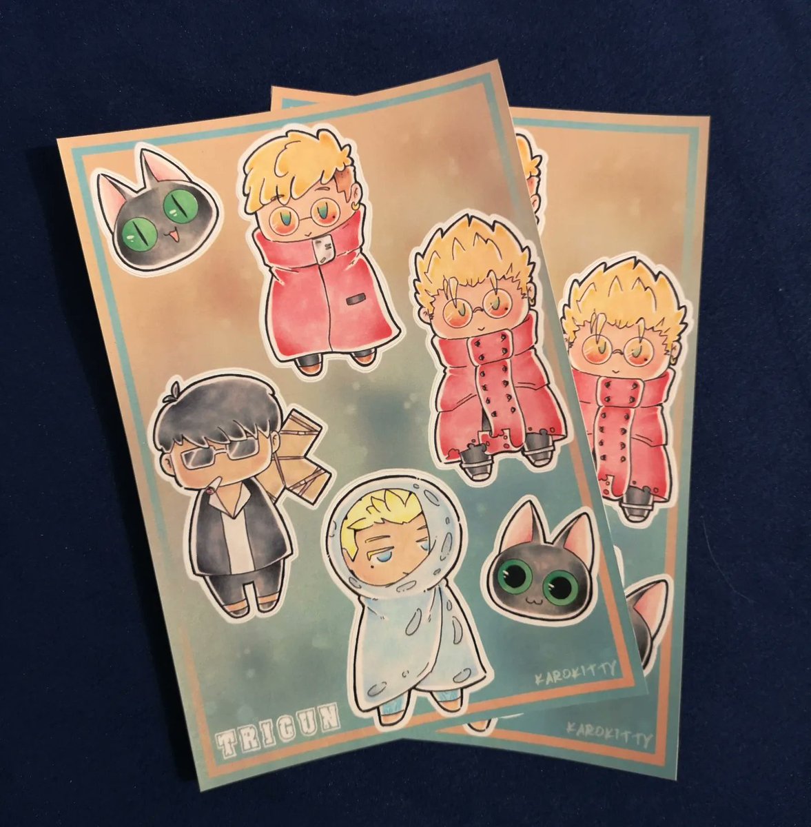 Karokitty1's tweet photo. Ein neues #stickersheet hihi. Für die dokomi!
Wie immer nur in kleiner Stückzahl. ☺️

#trigun #trigunstampede #vashthestampede #dokomi #dokomiartistalley #convention #karokitty https://t.co/PW16WAewac