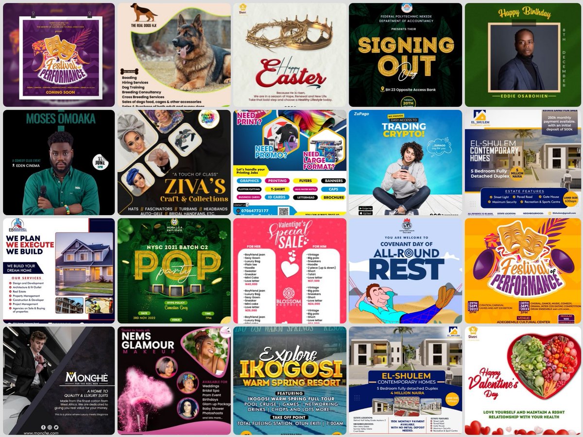 _Chidival's tweet photo. Made it to day 7 of #N70Challenge #OneWeekForMe
Today, I'll be spending my last N10 by sharing a collection of some flyers I've done. https://t.co/RP2dtOsElM