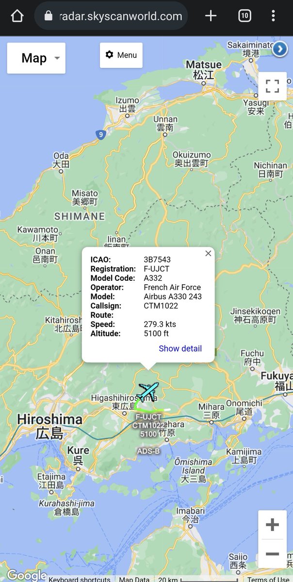 scan_sky's tweet photo. And Zelensky 🇺🇦 Has Exited The #G7Summit.
Ukrainian President #Zelensky 🇺🇦 Has Left Hiroshima 🇯🇵 & Should Be Heading Back To Rzeszów-Jasionka Airport 🇵🇱
French Air Force 🇫🇷 - Airbus A330-243 - F-UJCT - #CTM1022. https://t.co/QJGJyp9Ap4