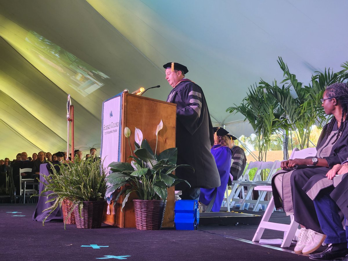 Trustee Board Chair Ian Johnson '89 announces that the board has approved 358 bachelors degrees yesterday. #Eckerd23