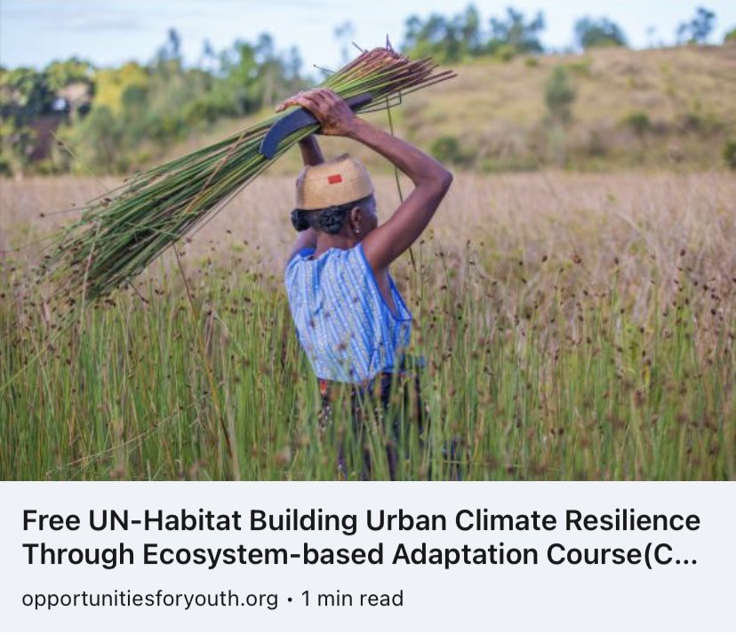 🌍🌱 Join our new online course, 'Building urban climate resilience through Ecosystem-based Adaptation.' 🌱🌍💰 No fees required.
🔗LINK: bit.ly/3OtyBGs
#ClimateChangeAction #NatureBasedSolutions #opportunity #development #projects #building #future #help #climatechange