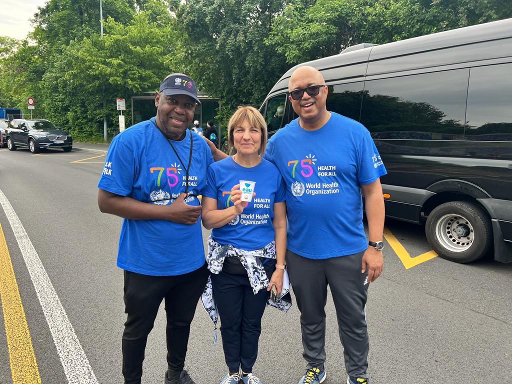 Great atmosphere in Geneva at Walk the Talk for #HealthforAll to start #WHA76. The weather played along, @WHO colleagues and families all came out, and we walked to #Afrobeats provided by @oladapo_olufemi